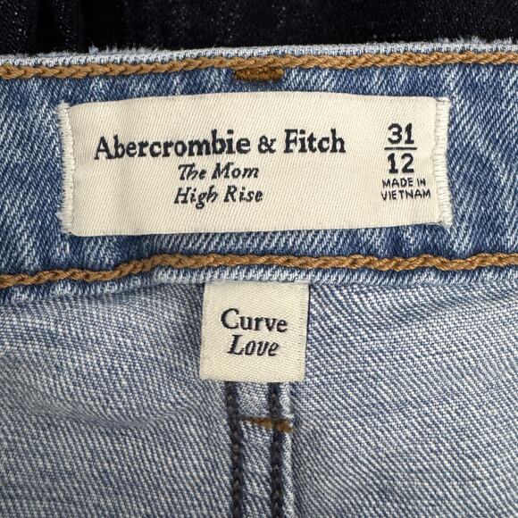 Abercrombie & Fitch Mom Jeans Womens 12 31 Blue High Rise Curve Love Denim - Picture 4 of 10
